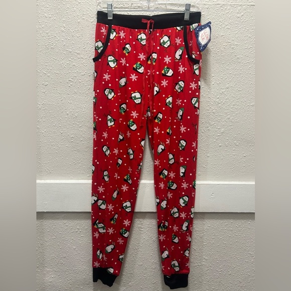 Pillow Talk Christmas Penguin Print Pajama Joggers NWT Small - Picture 1 of 4